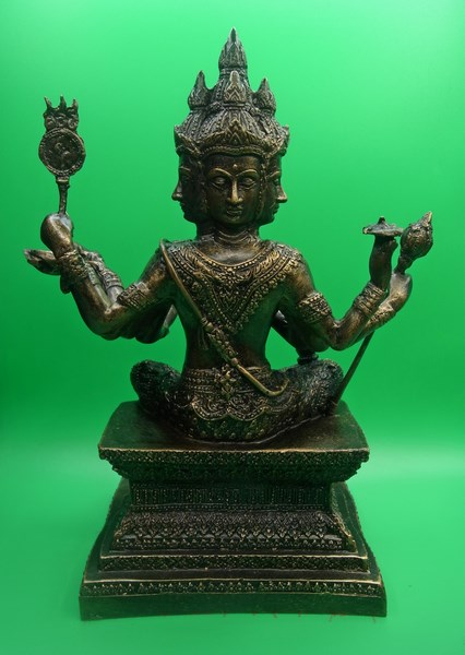 รูปภาพที่4 ของสินค้า : รูปหล่อองค์พระพรหม พรหม 4 หน้า มวลสารแร่เหล็กน้ำพี้